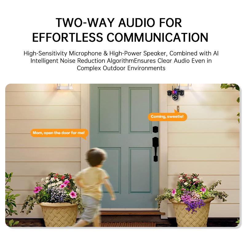 ICSEE 3-Lens WiFi Surveillance Camera with Warning Light for Indoor/Outdoor Use