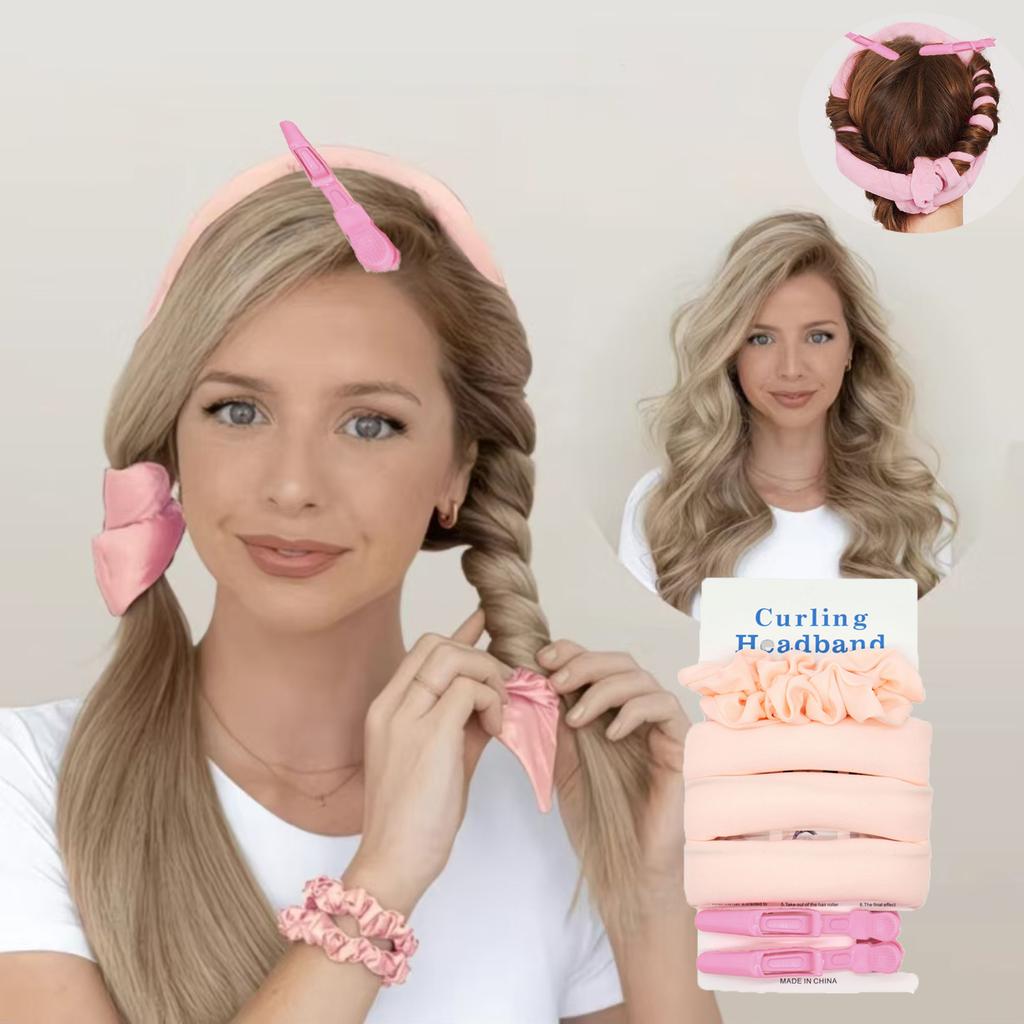 Long Hair Non Heat Curler, Portable Lazy Curler with Ultra Soft Fiber Non Heat Curler Set, 1 Set
