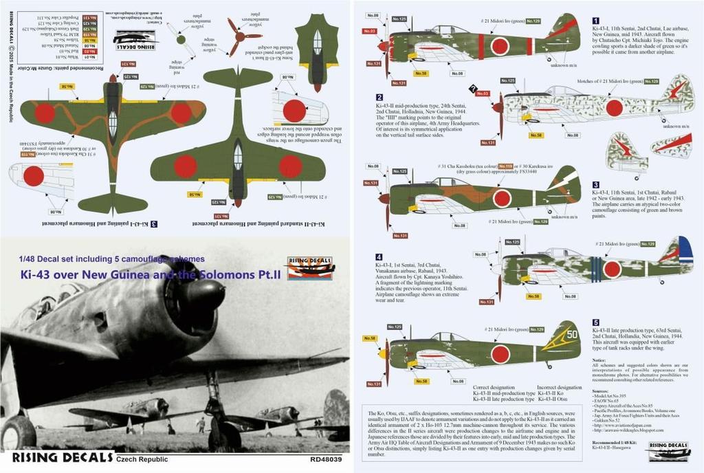 Rising Decal New Solomon Part II Decal for Plastic RSDRD48039 1/48 Ki-43 Hayabusa, Guinea, Islands, Decal, Models, (Airplane)