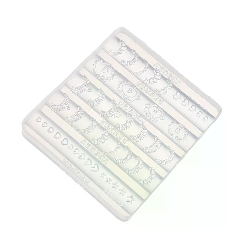 3D Spitzenbesatz Nailart Silikonform Französischer Rock Stern Herz Muster Schablonen Vorlagen DIY Schnitzwerkzeuge Maniküre Zubehör