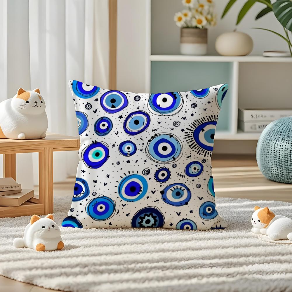 Custom EEvil Eye Luxury Pillow Case Silky elegant Comfort Sofa Bed Invisible zipper