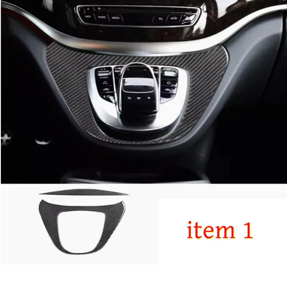 Carbon Fiber Car Interior Central Steering Wheel Window Lifting Button Frame Trim Sticker For Mercedes Benz V Class W447 2015-20