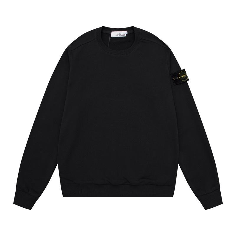 Unisex Stone Compass Badge Basic Pullover Sweatshirt - High-end Casual Round Neck Design for All-Season Comfort