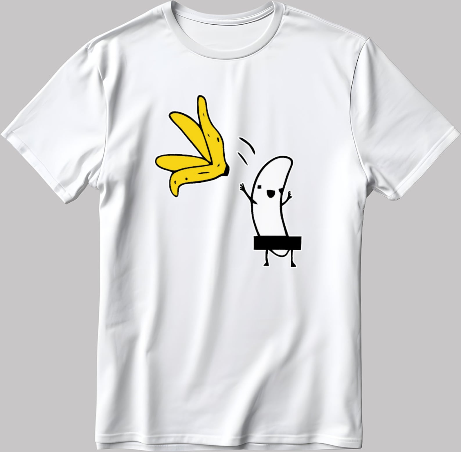 Funny Banana Naked Short Sleeve White-Black Men s / Women s T-Shirt F038 L