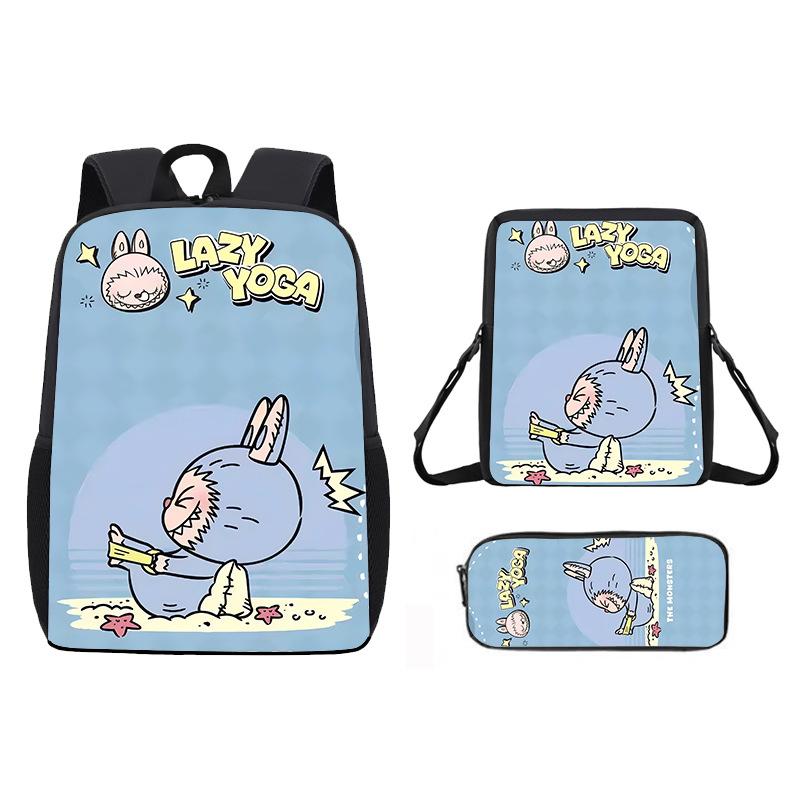 School Bag New Printing Three-piece Set Cartoon Rabbit Student Backpack Satchel Pencil Case Boys and Girls