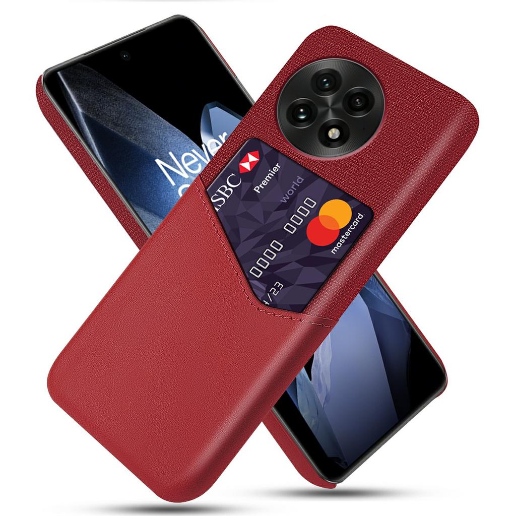 For OnePlus 13 Case PU Leather Card Slot Cloth Texture Hard PC Phone Cover