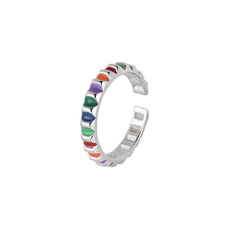Chic Style Ins Colorful Drip Glaze Copper Ring For Women Elegant And Jewelry Versatile