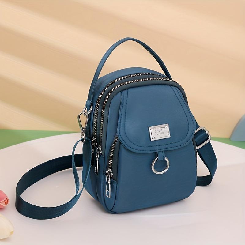 Borsa a tracolla con cerniera tinta unita, Portamonete versatile, Borsa a spalla da donna per lo shopping