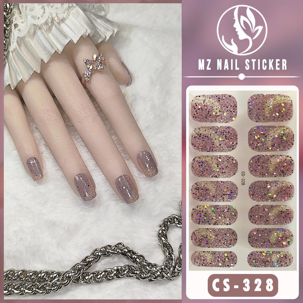 CS Color Green Onion Powder Four-color All-Green Onion No-Bake Gel Nail Polish Film All Ice Flash Nail Polish Film Paper Nail Nail Sticker