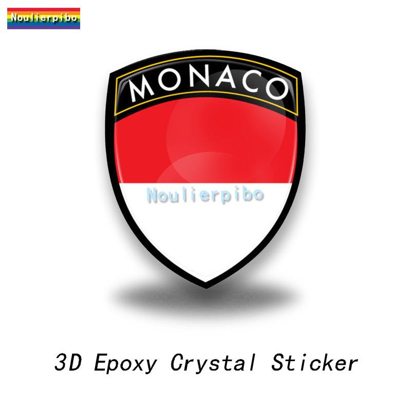 3D Epoxy Resin Car Dome Sticker Monaco Flag National Emblem PVC Car Motorcycle Mobile Phone Trolley Case Laptop Vinyl Sticker