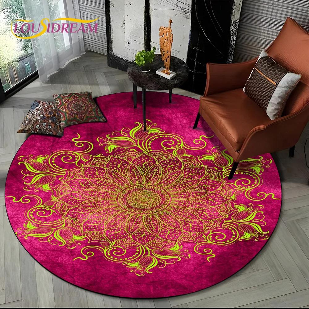 

3D Meditation Mandala Bohemia nature Spirit Yoga Round Carpet Rug for Living Room Bedroom Child Decor,Pet Area Rug Non-slip Mat Diameter 60cm