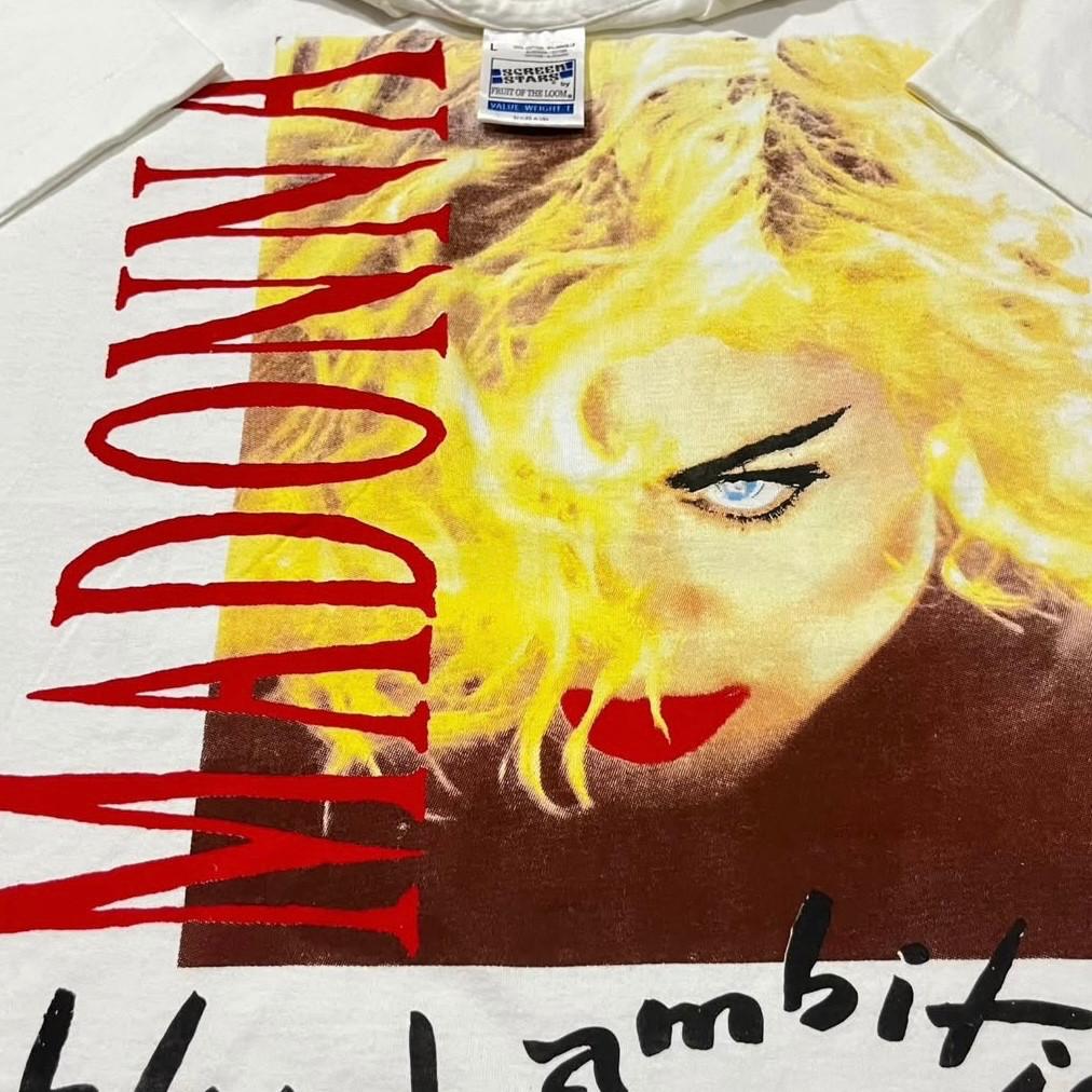 МАДОННА Винтажная футболка Blond Ambition 1990 Tour Поп Футболка с одинарной строчкой РЕПРИНТ L