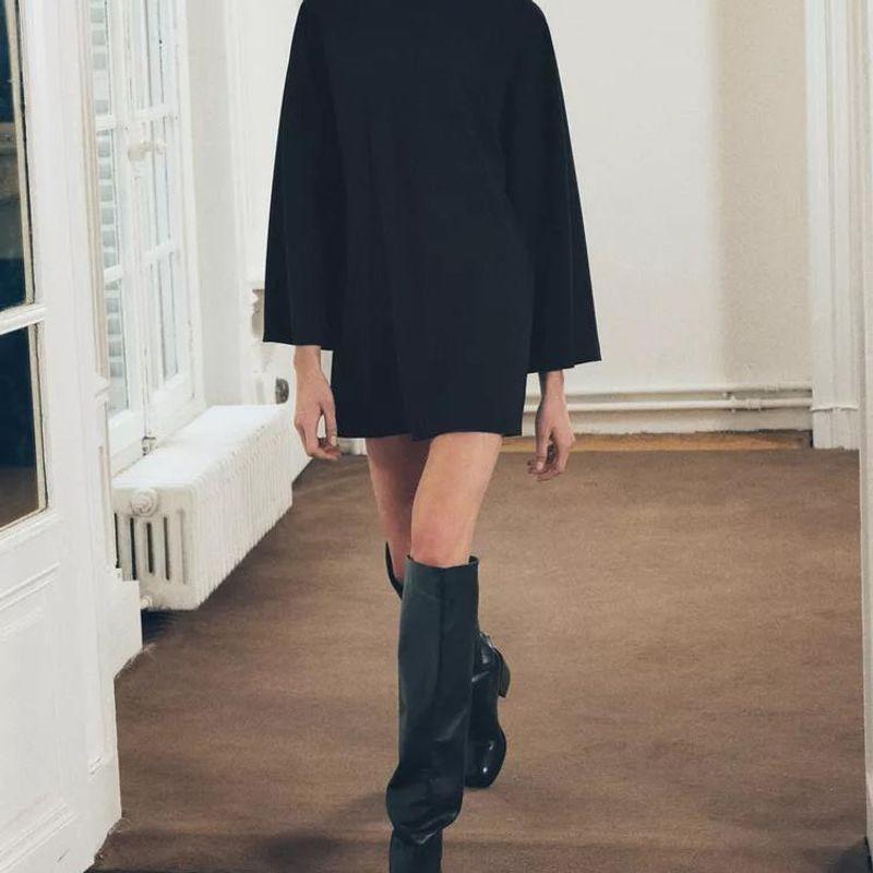Fall and Winter New Women's Clothing Fashion Wind Loose Round Neck Long Sleeves Elegant Mini Short Dress 3736262