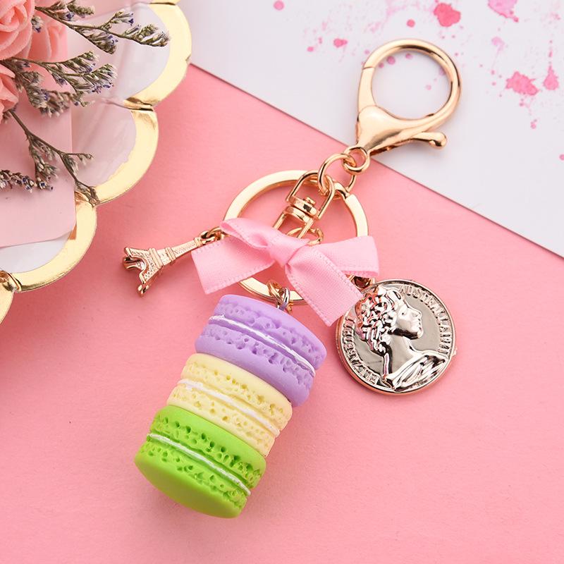 Personalized Butterfly Macaron Cake Keychain with Gold Tag and Book Packaging