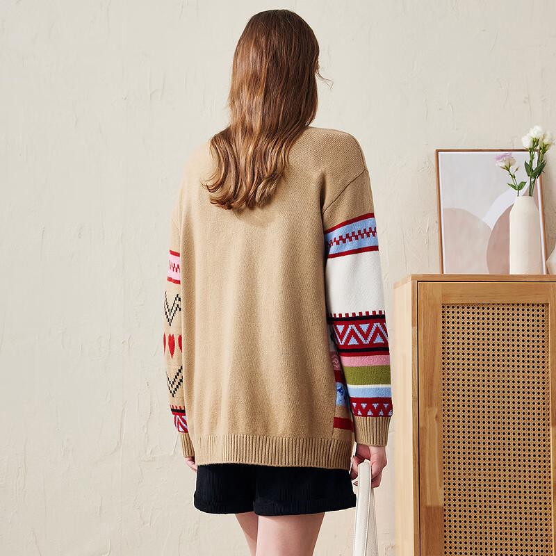 Kemengboka Women's Jacquard Wool V-neck Cardigan