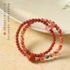 South Red Agate Double Circle Bracelet for Girls, Ice-Float South Red Layered Bracelet, New Chinese Style National Trend Gift