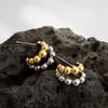 Personalized Double Layer Small Beads Ball C Shape Hoop Earrings for Women Gold Silver Color Stainless Steel Chic Jewelry Trendy