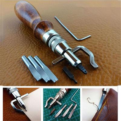 7 In 1 Professional Leather Craft Adjustable Stitching and Slotting Crease Leather Tools DIY Handmade Multifunctional Trimmer