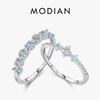 MODIAN 925 Silver Exquisite Eternity Band Paraiba Color CZ Ring Mint Green Stackable Rings For Women Fine Jewelry