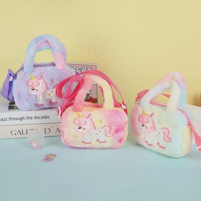 Korean Cute Unicorn Plush Shoulder Bag - Cartoon Princess Handbag for Kids