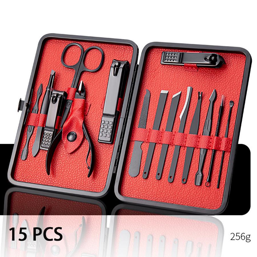 Nagelwerkzeug-Set Edelstahl-Nagelknipser-Set 18-teiliges Set Maniküre-Pflegewerkzeug Maniküre-Set Nagelhautzange Weihnachtsgeschenke