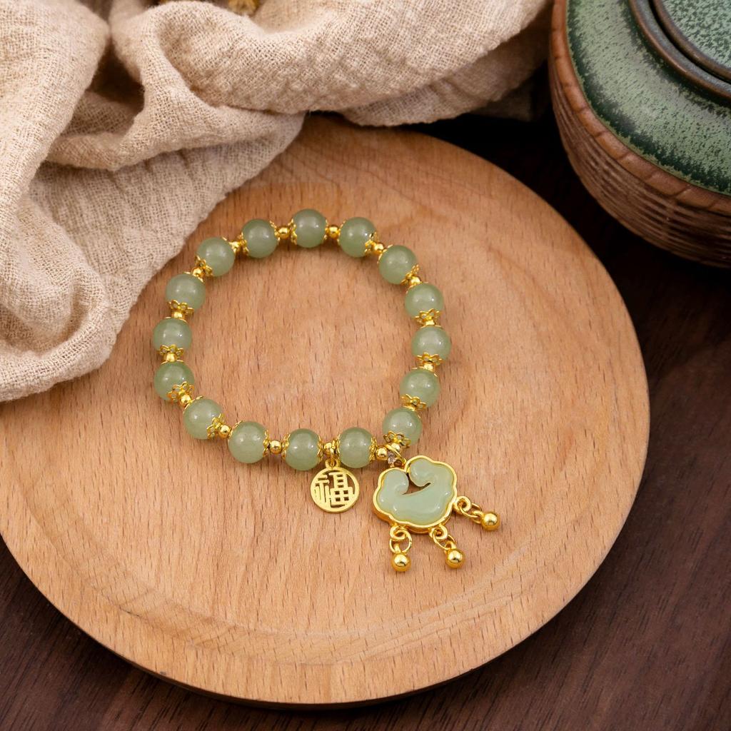 Ping An Lock Birthday Beaded Bracelet Female, Retro Fu Character Design Sense Activity Gift Bracelet