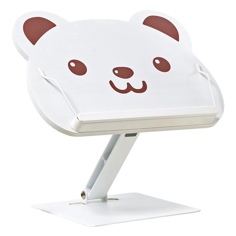 Adjustable Solid Wood Bear Book Stand for Kids and Students
