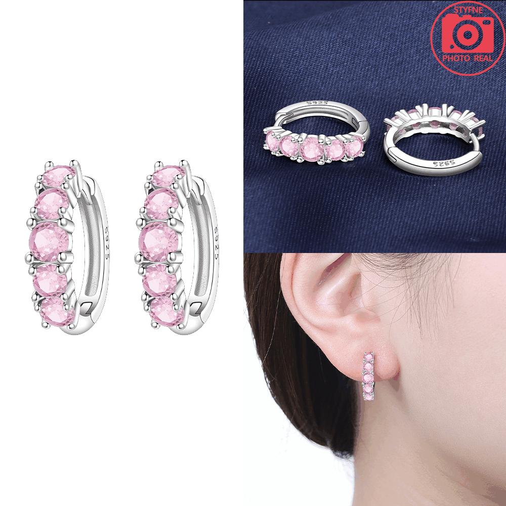 

925 Silver Pink Series Earrings Butterfly Love Hearts Zirconia Women s Delicate Earrings Jewelry Anniversary Gift