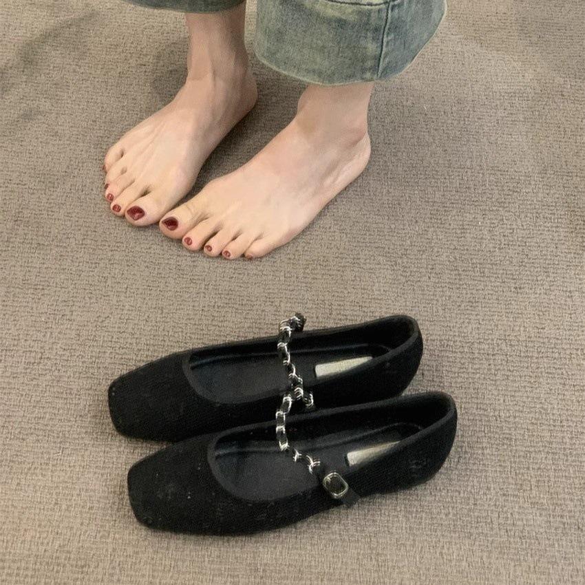 

Нежные туфельки-балетки с феерическим ветерком 2025 новинка милые с юбкой с мелким вырезом Мэри Джейн вечерние туфли 35 чёрный