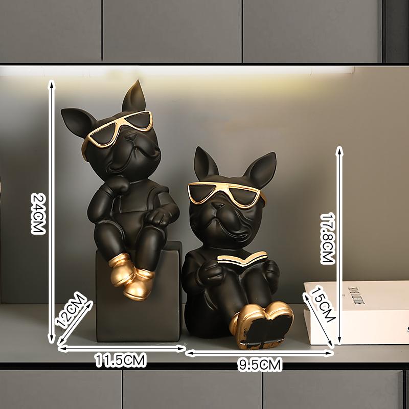 

Скульптуры-подставки для книг Французский бульдог Собака-дворецкий Статуэтка для гостиной Украшение дома Настольная статуэтка из смолы Искусство Животное Скандинавский домашний декор чёрный