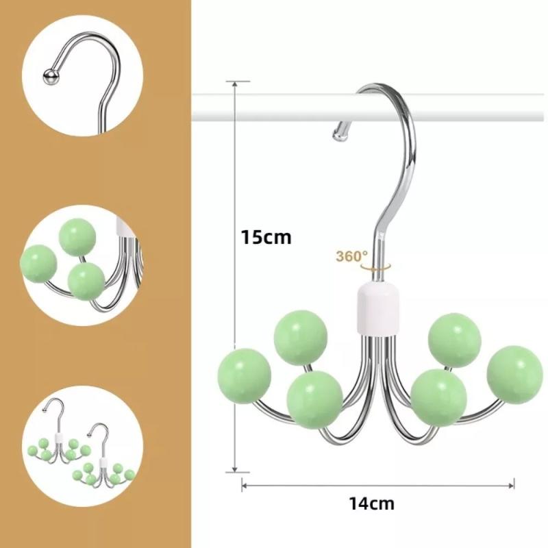 360° Rotatable Scarf Clothes Hangers Wooden Ball Wardrobe Hooks