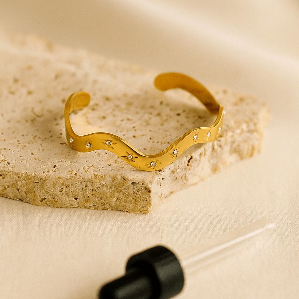 Simple Style Metal Bangles Zircon Inlay Geometry Bracelets Classic W-type Bracelet  Women Gifts