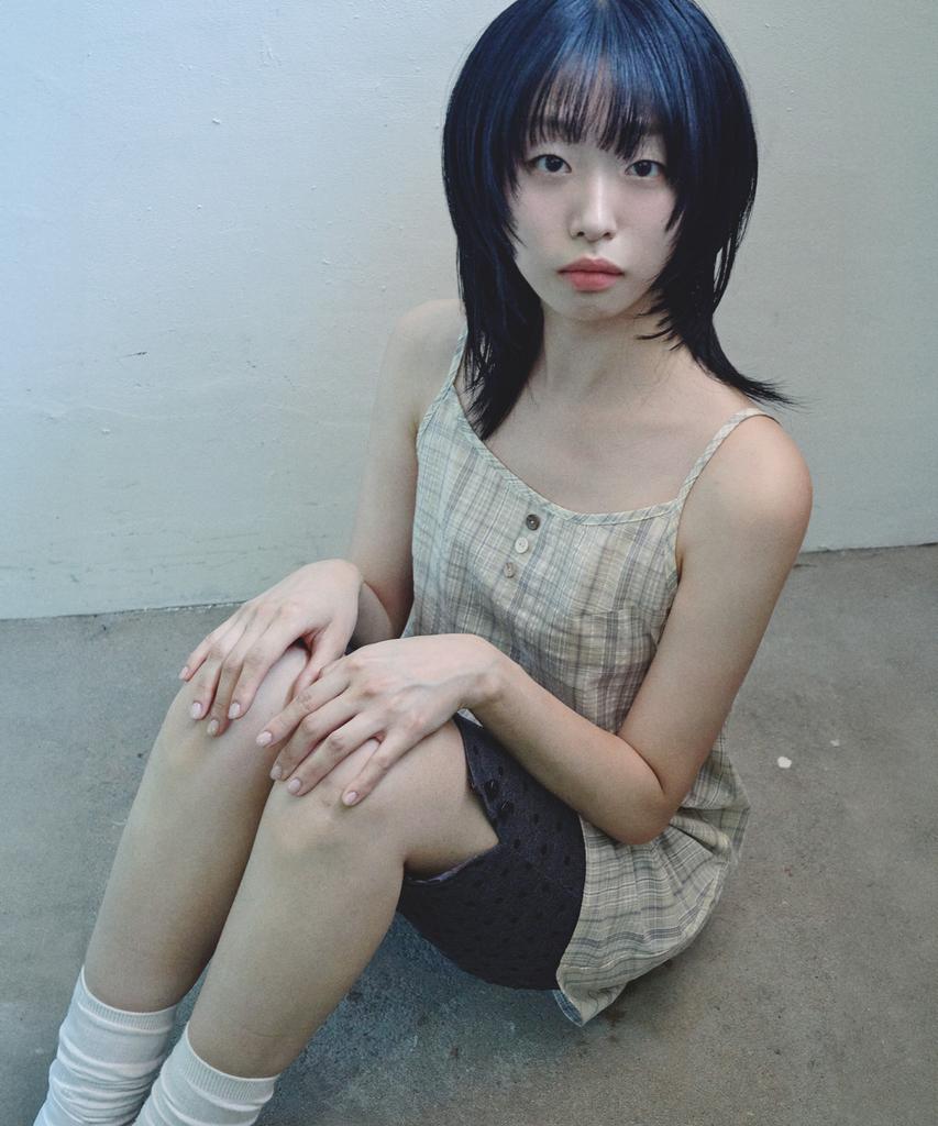 Mihebeu [Blue Closet X Miheb] Check Layered Sleeveless Dress Butter Yellow