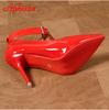 Aphixta Metal Belt Buckle Strap Pimp Red Black 10cm Stiletto Heels Pumps Women Party Shoes Rivets Pointed Toe Size 48 49 50