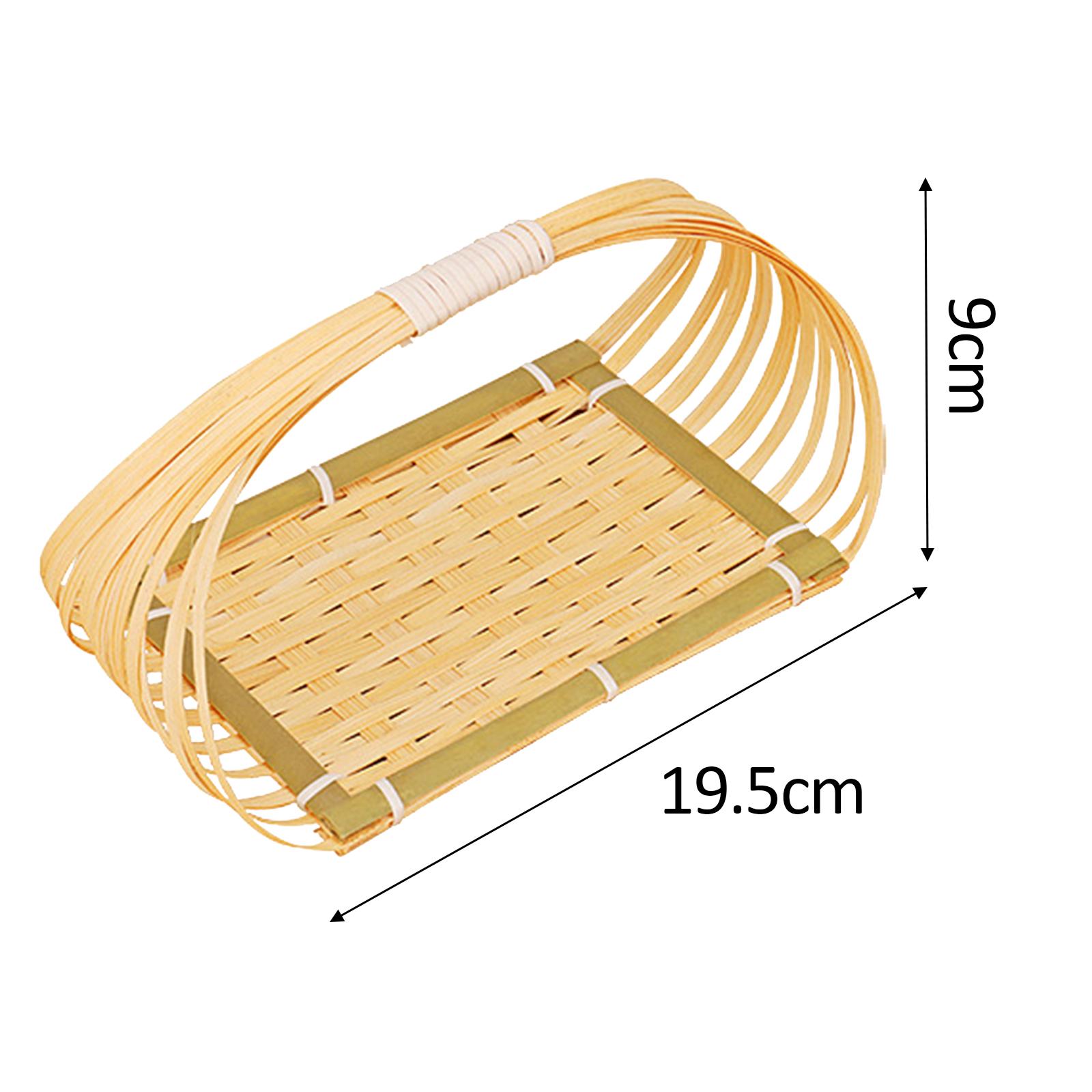 

Bamboo Woven Fruit Basket Serving Trays Decor Food Storage for Home Kitchen Picnics Vegetable Storage Snack Organizer Stand