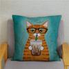 Cartoon Cycling Cat Print Cushion Cover Super Soft Pillowcase 45x45  Home Decor