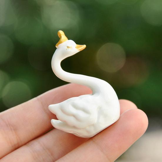 Ozdoba Labuť Krásná Mikro Krajinná Figurka Panenka DIY Dekorace na Dort Simulace Koruna Labuť Figurka Pryskyřice Zvířecí Model Vánoční Svatba Dárek