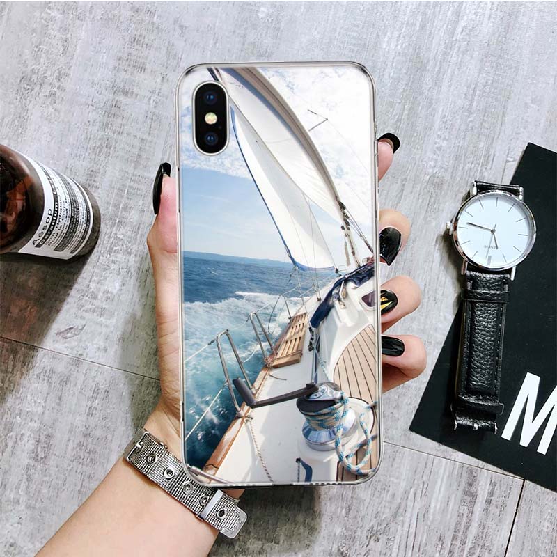 Sailing Boat Phone Case For iPhone 17 Air 16 15 Plus 11 14 Pro Max 13 Mini 12 7 8 + SE Pattern Art Customized Cover 17 Air 16 15