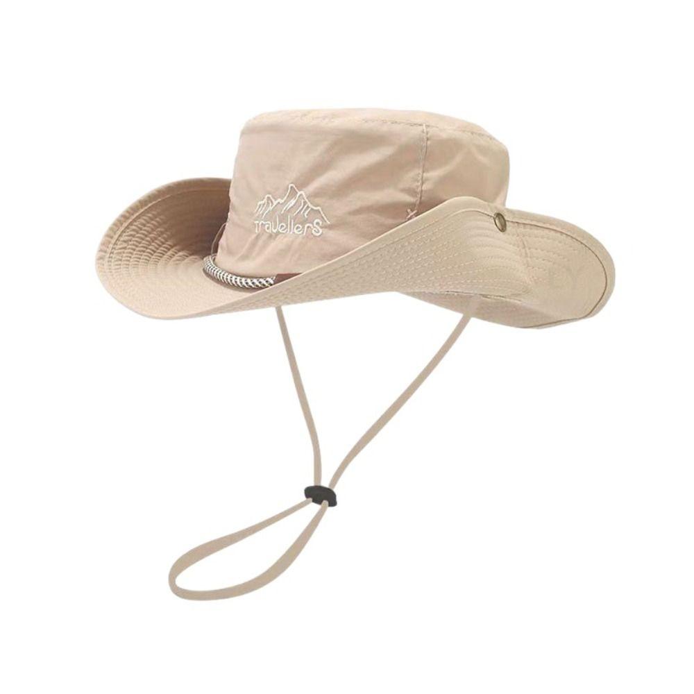Solid Color Hiking Fisherman Hat Sun Protection Hiking Cap Breathable Western Cowboy Hat  Famale