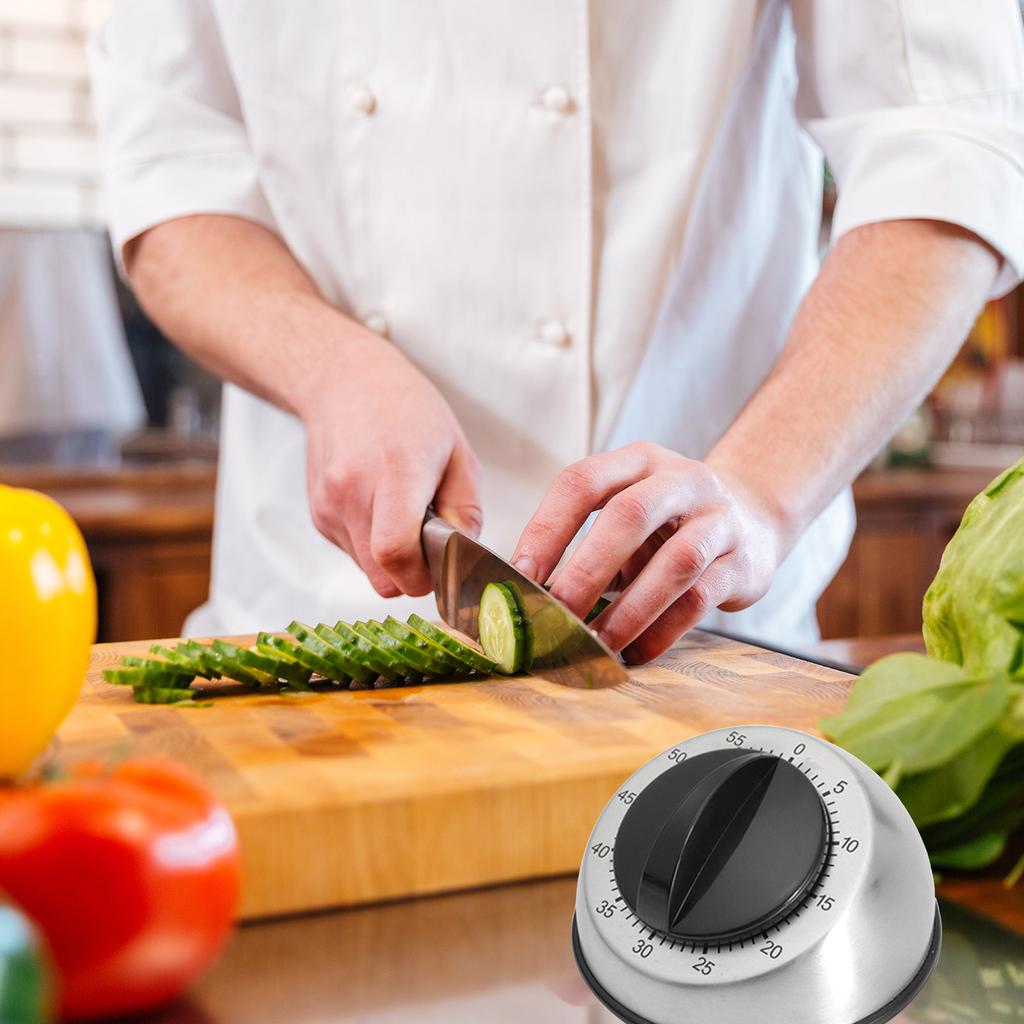 Kitchen Countdown Timer Magnetic 60 Minute Wind Up Mechanical Timer Stainless Steel for Home Restaurant