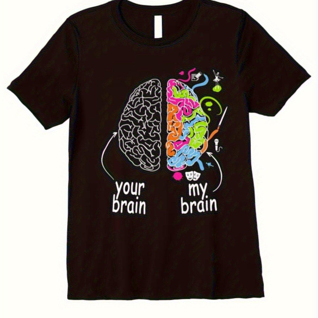Men s Funny  Your Brain vs My Brain  Colorful Brain Diagram T-Shirt S чёрный