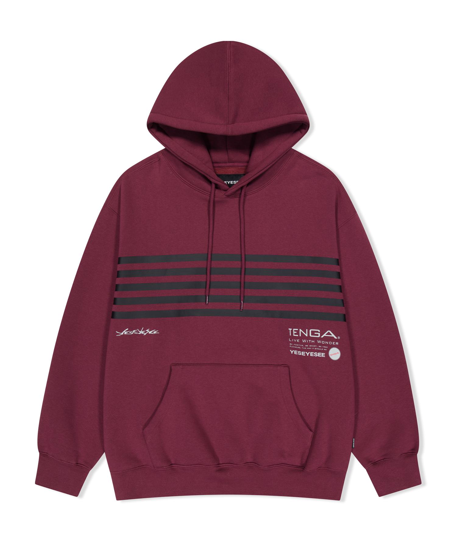 Yes Ic Tenga X Y.E.S Stripe Hoodie Burgundy Xl
