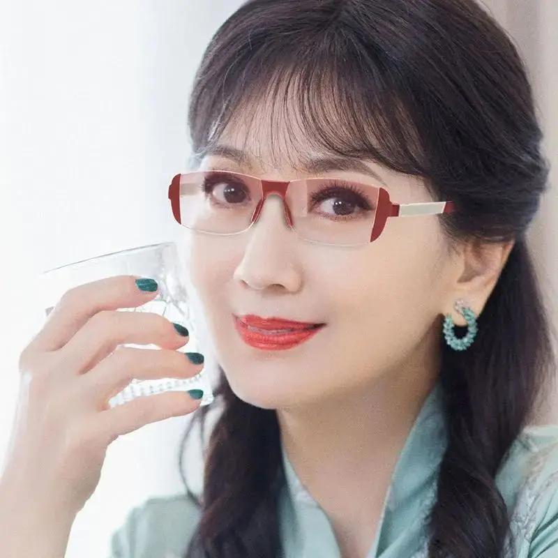 New Frameless Dual Light Presbyopia Glasses Diamond Edges Fashion Reading Glasses Men Women Anti Blue Light Bifocal Eyewear