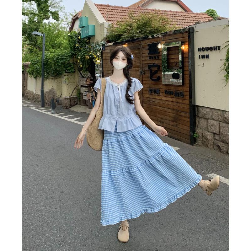 

Летняя Сяоцин Кислородная Шнуровка Девочки Рубашка Универсальная Свободная Рубашка Топ с Коротким Рукавом L