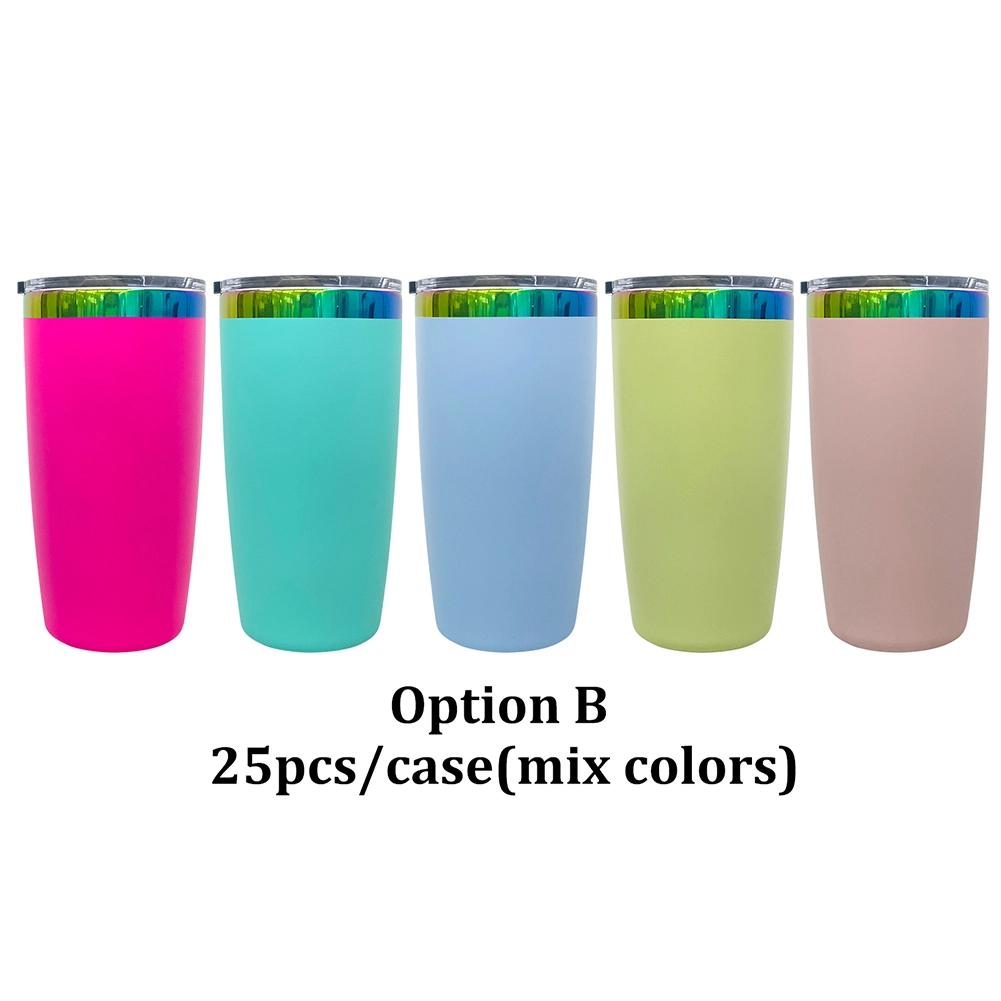25pcs US Warehouse 10OZ Double Wall Stainless Steel Powder Coated Rainbow Plated Coffee Car Tumbler Mug for Laser Engraving 10OZ(283.50g)
