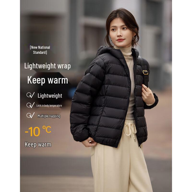 

Women s Hooded Lightweight 90% Duck Down Puffer Jacket M