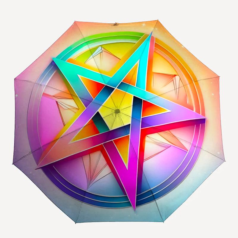 1pc Rainbow Star Automatic Umbrella - Automatic Opening And Closing, Sturdy Iron Frame, Formal Occasions yy251018137
