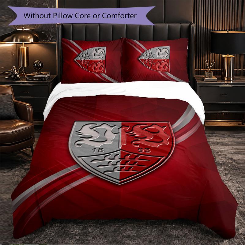 Biancheria da letto a tema VfB Stuttgart Set 3 Pezzi Copripiumino Biancheria da letto Decorativa per Camera Adolescenti Decorazione Casa