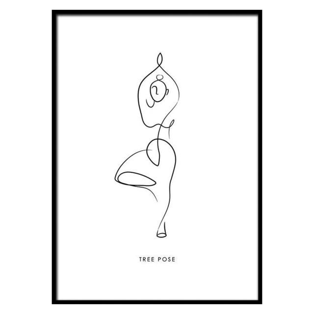 Black And White Lines Yoga Body Canvas Painting Modern Minimalist Posters Prints Wall Art Pictures Home Decor Living Room
