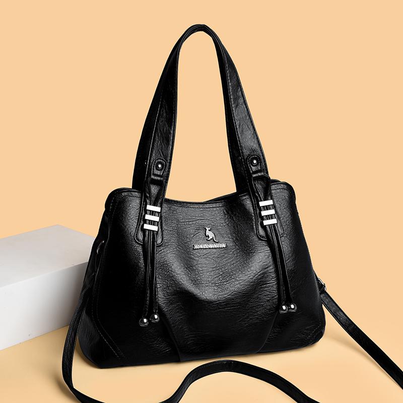 Women's Soft Leather Bag Solid Color Tote Bag Mother Bag Crossbody Bag